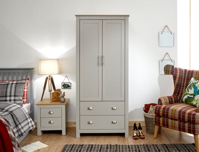 Lancaster 2 Door 2 Drawer Wardrobe Grey – GFW, view 2