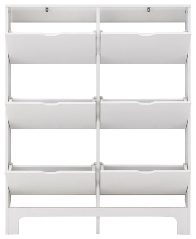 Narrow 6 Drawer Shoe Cabinet – White