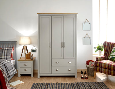 Lancaster 3 Door 2 Drawer Wardrobe Grey – GFW, view 6