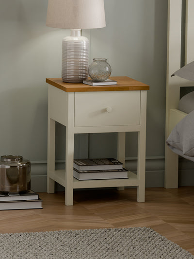 Coxmoor 1 Drawer - Ivory and Oak – Julian Bowen, view 2