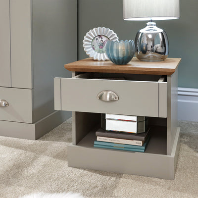 Kendal 1 Drawer Bedside Grey – GFW, view 2