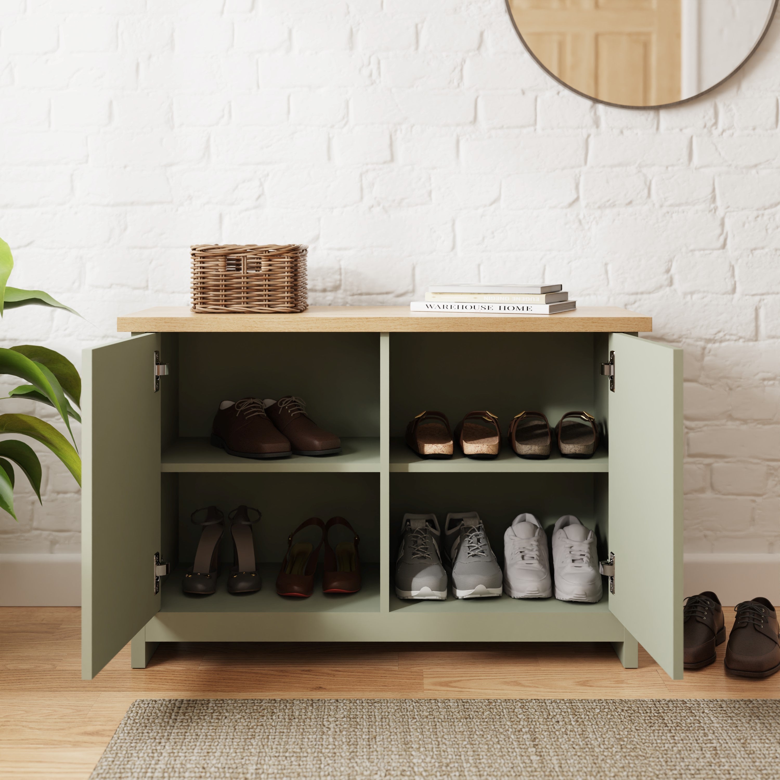 Lancaster Shoe Storage Sage Green – GFW, view 3