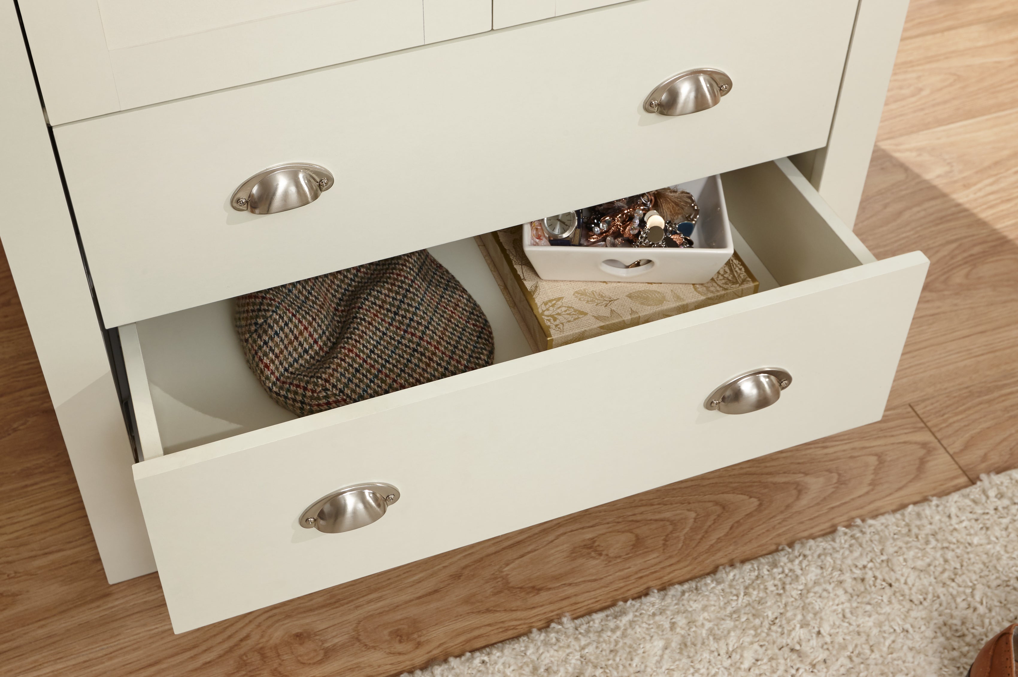 Lancaster 2 Door 2 Drawer Wardrobe Cream – GFW, view 6