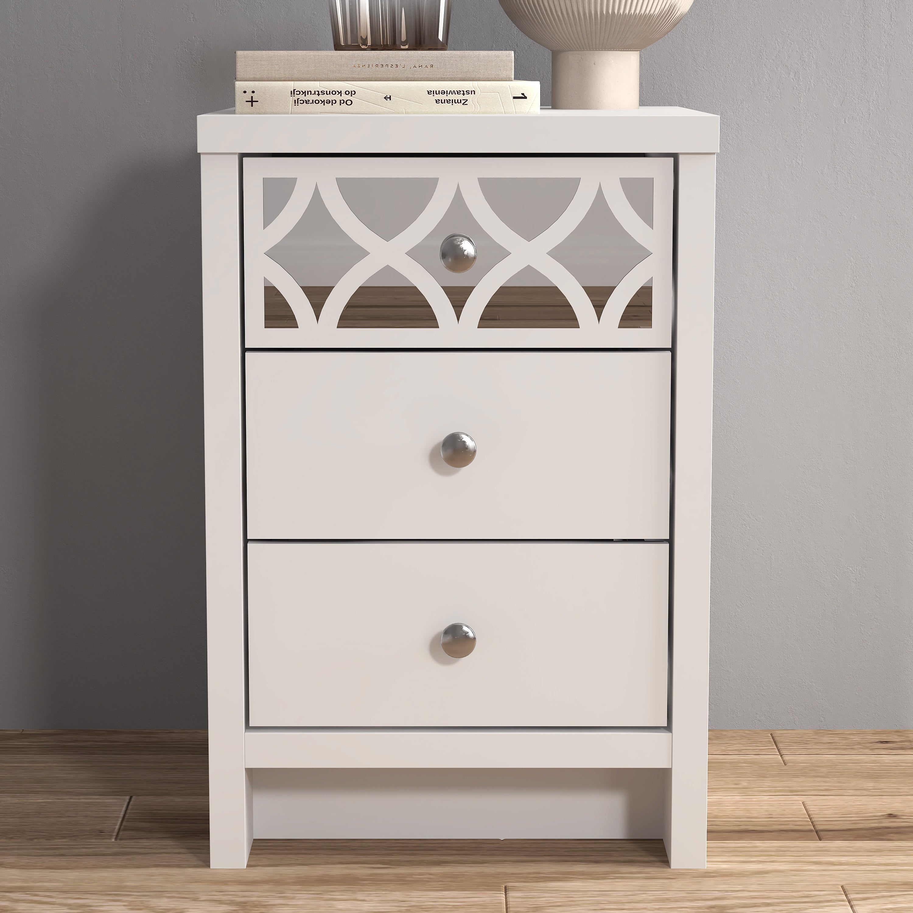 Arianna 3 Drawer Bedside Table – White