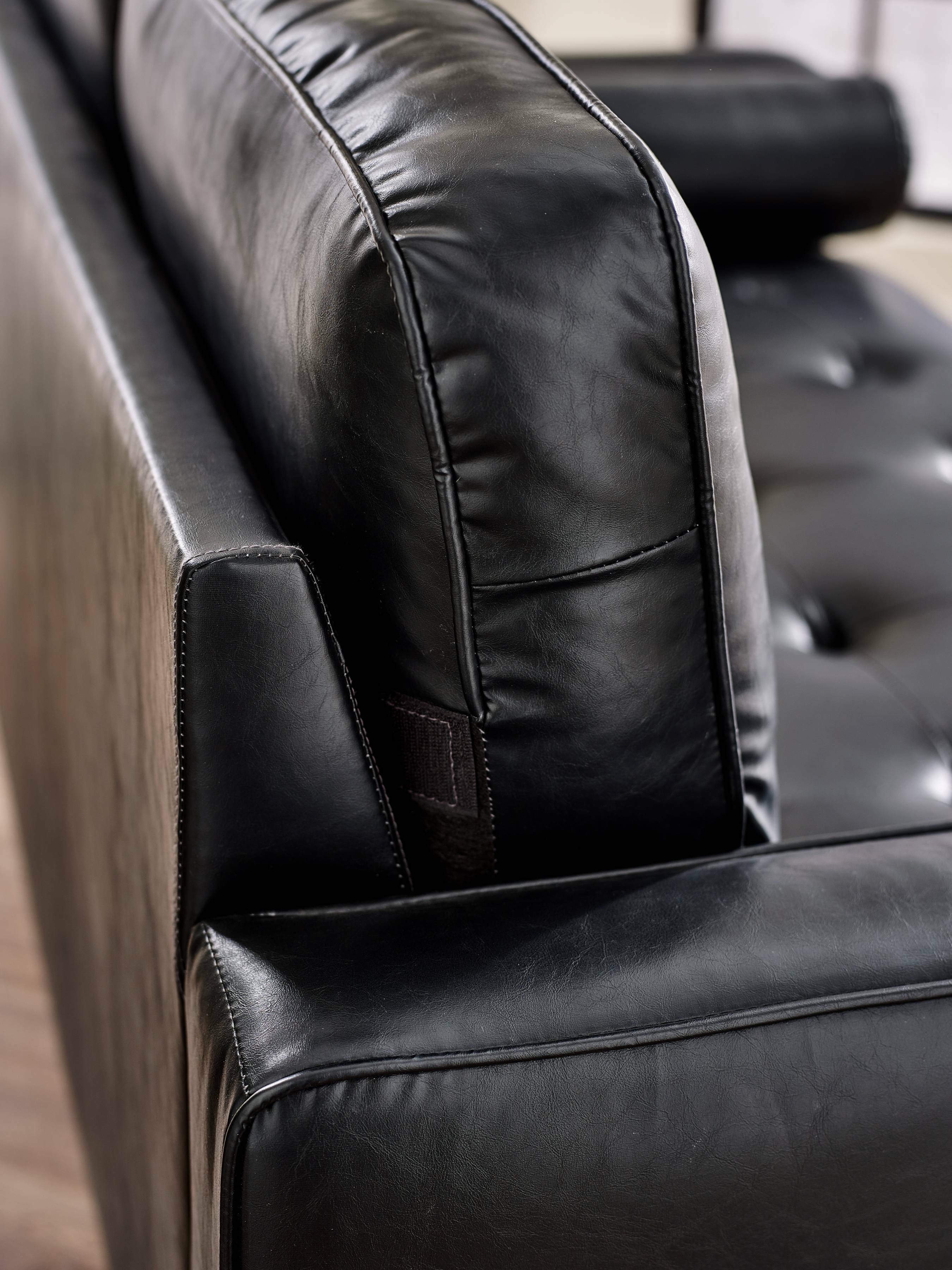 Henley Black Faux Leather 2 Seater Sofa – Julian Bowen, view 7