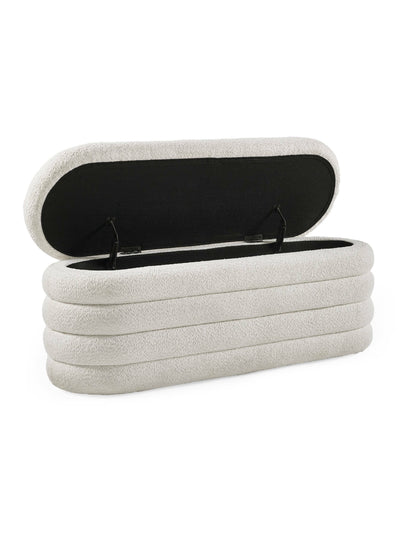 Hailey Ivory Boucle Upholstered Ottoman Storage Bench – Julian Bowen, view 4