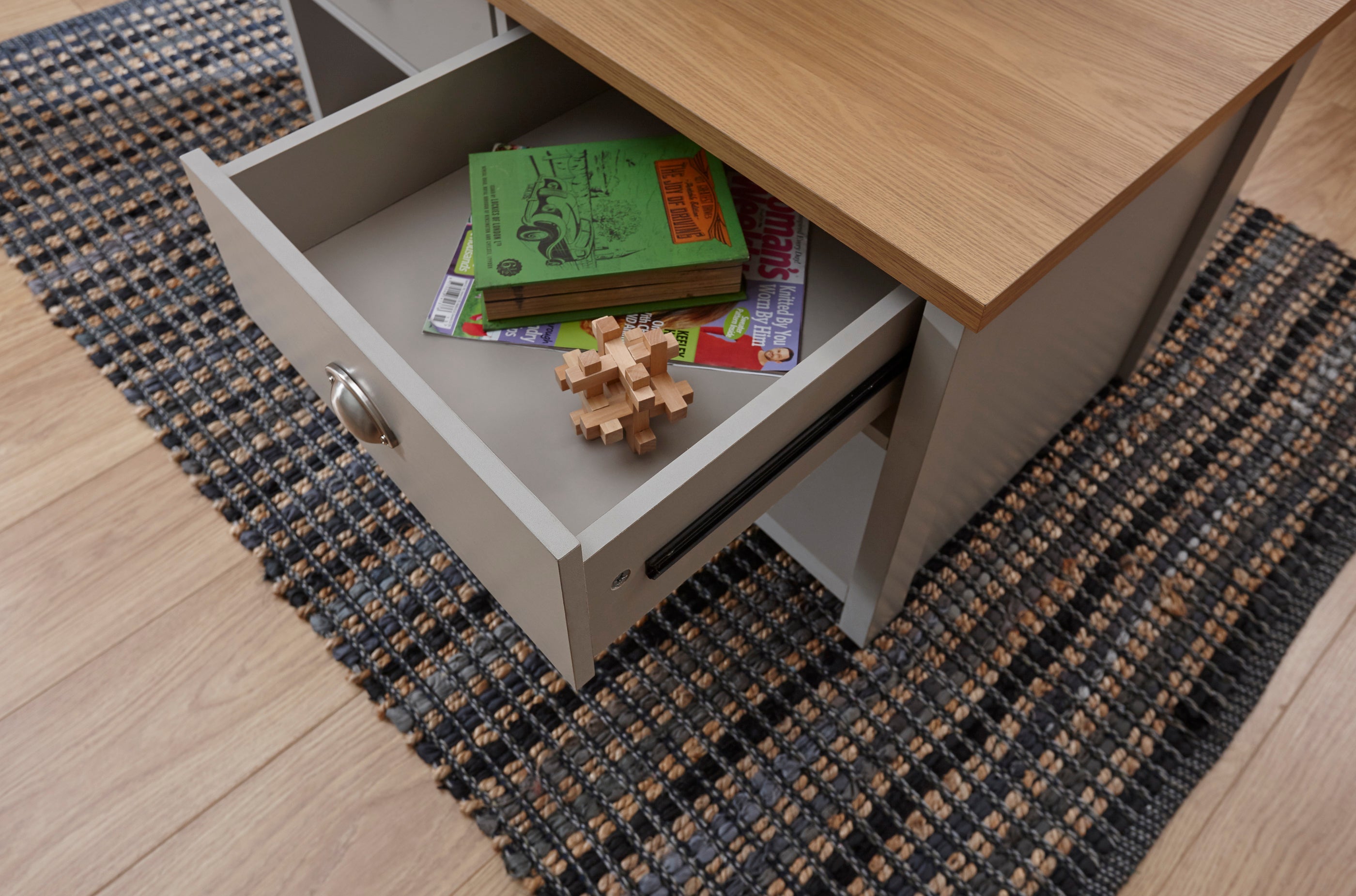 Lancaster 2 Drawer Coffee Table Grey – GFW, view 7