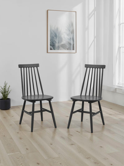 Alassio Spindle Back Dining Chairs - Black (Set of 2) – Julian Bowen, view 2