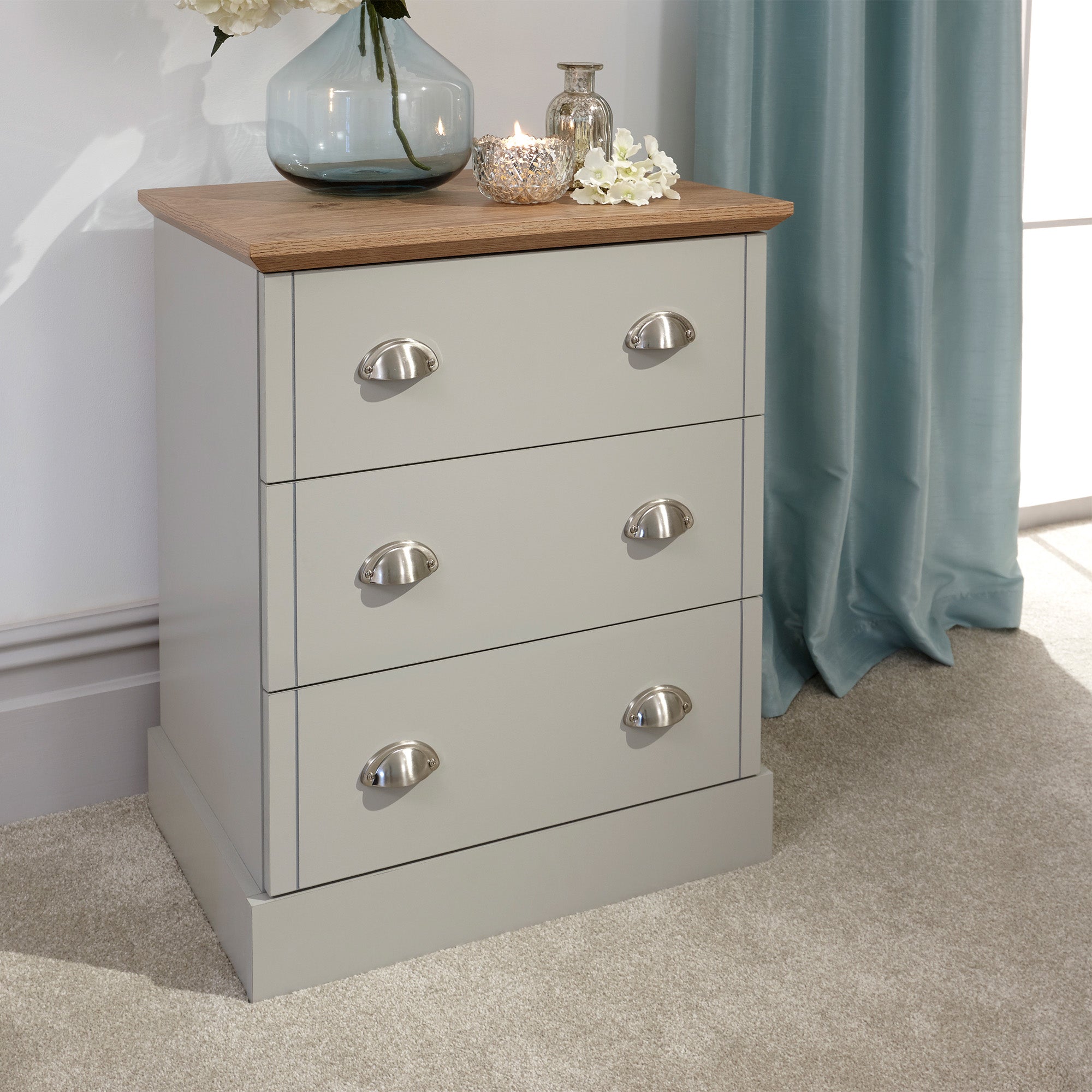 Kendal 3 Drawer Chest Grey – GFW