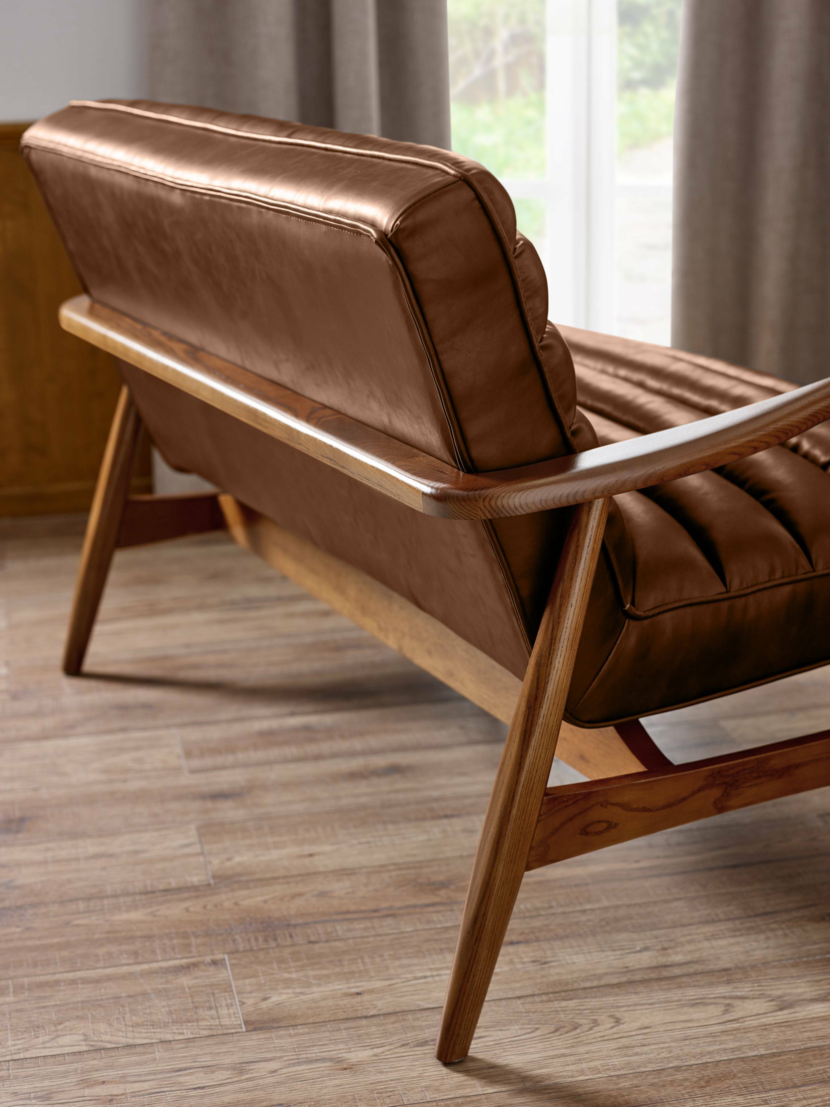 Marshall 2 Seater Sofa - Brown Faux Leather – Julian Bowen, view 6