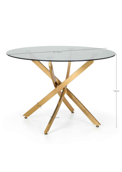 Montero Round Table and 4 Grey Hadid Chairs