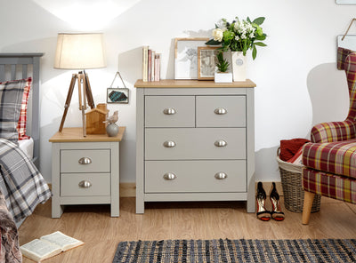 Lancaster 2+2 Drawer Chest Grey – GFW, view 2