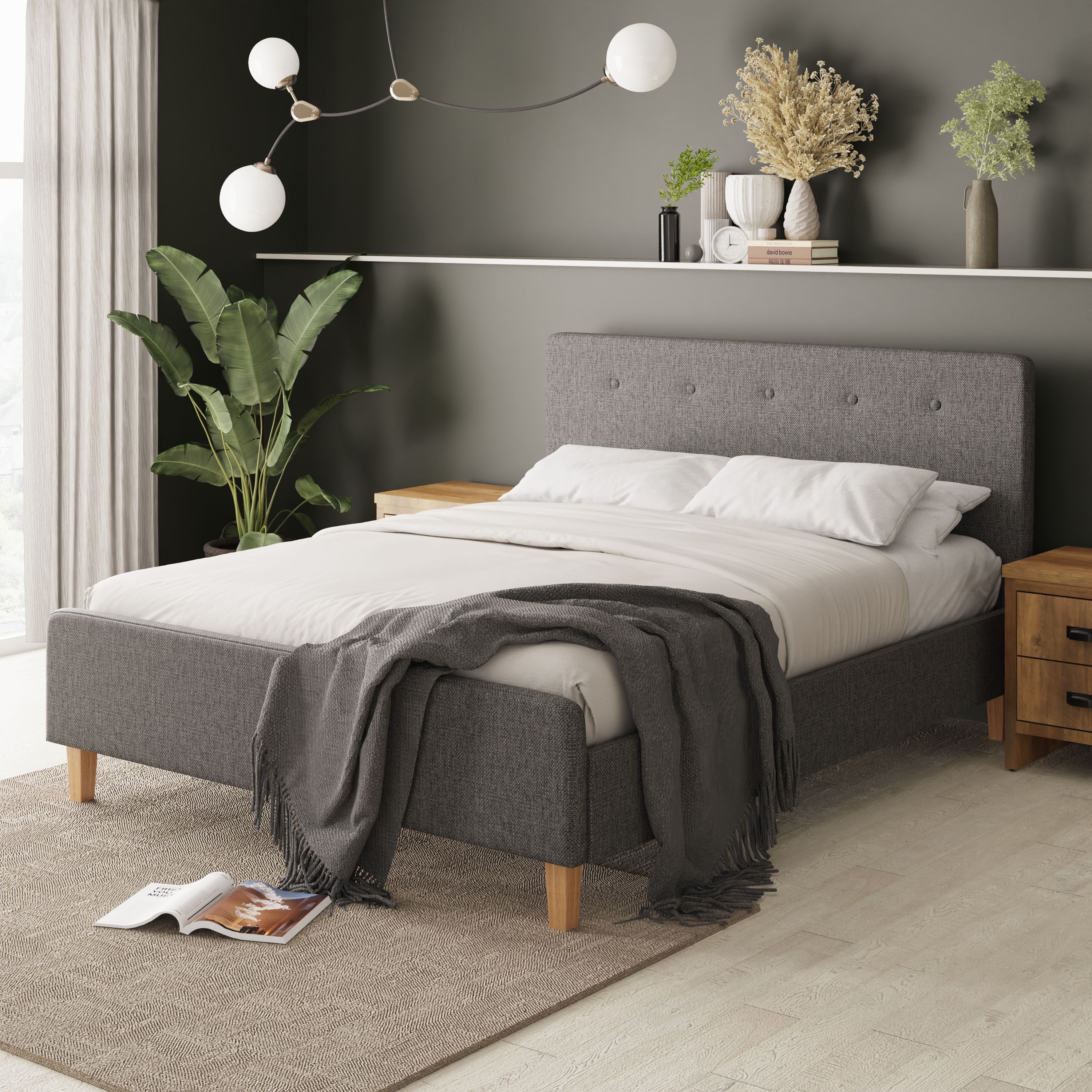 Ashbourne Fabric Upholstered Bed Grey – GFW, view 34