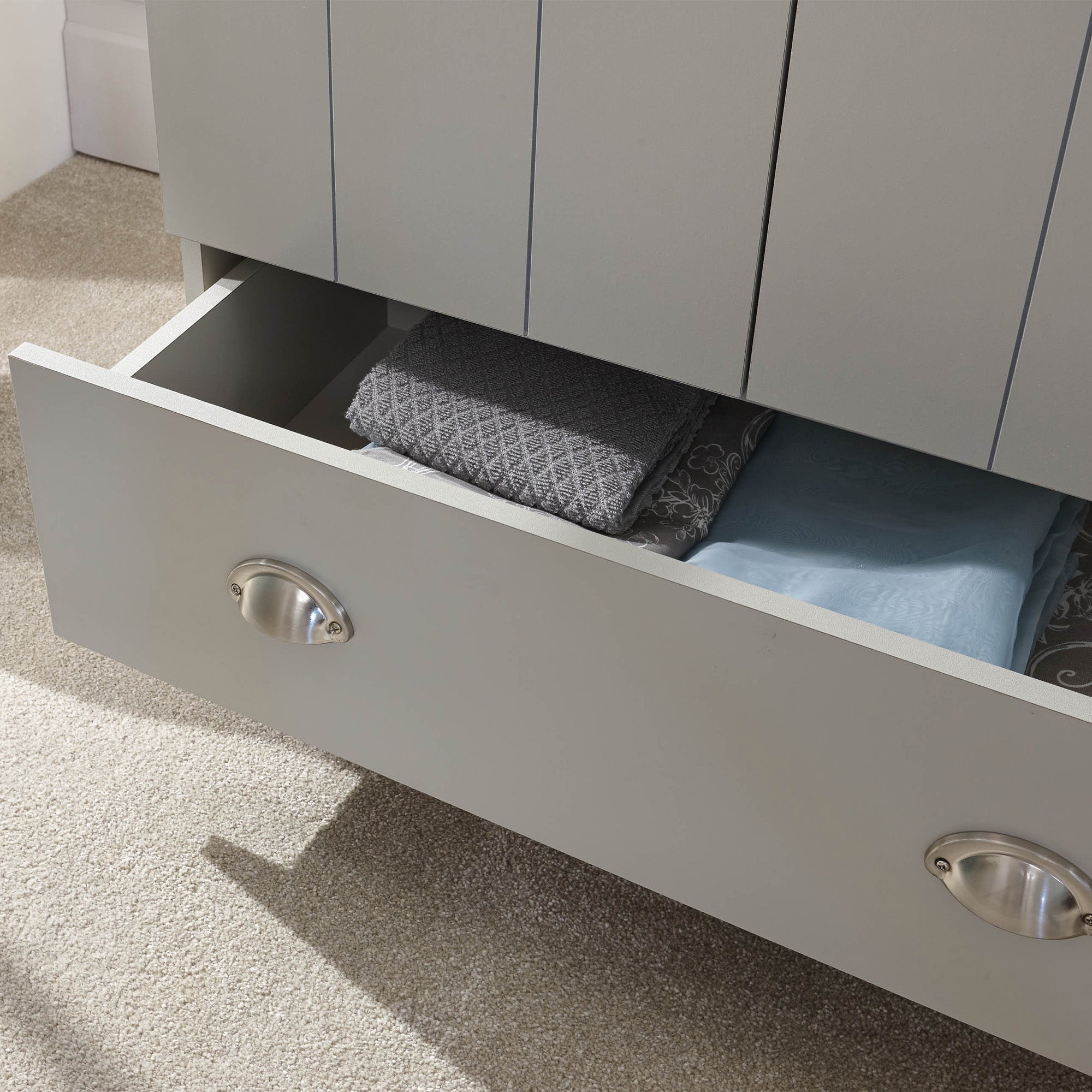 Kendal 2 Door 1 Drawer Wardrobe Grey – GFW, view 8
