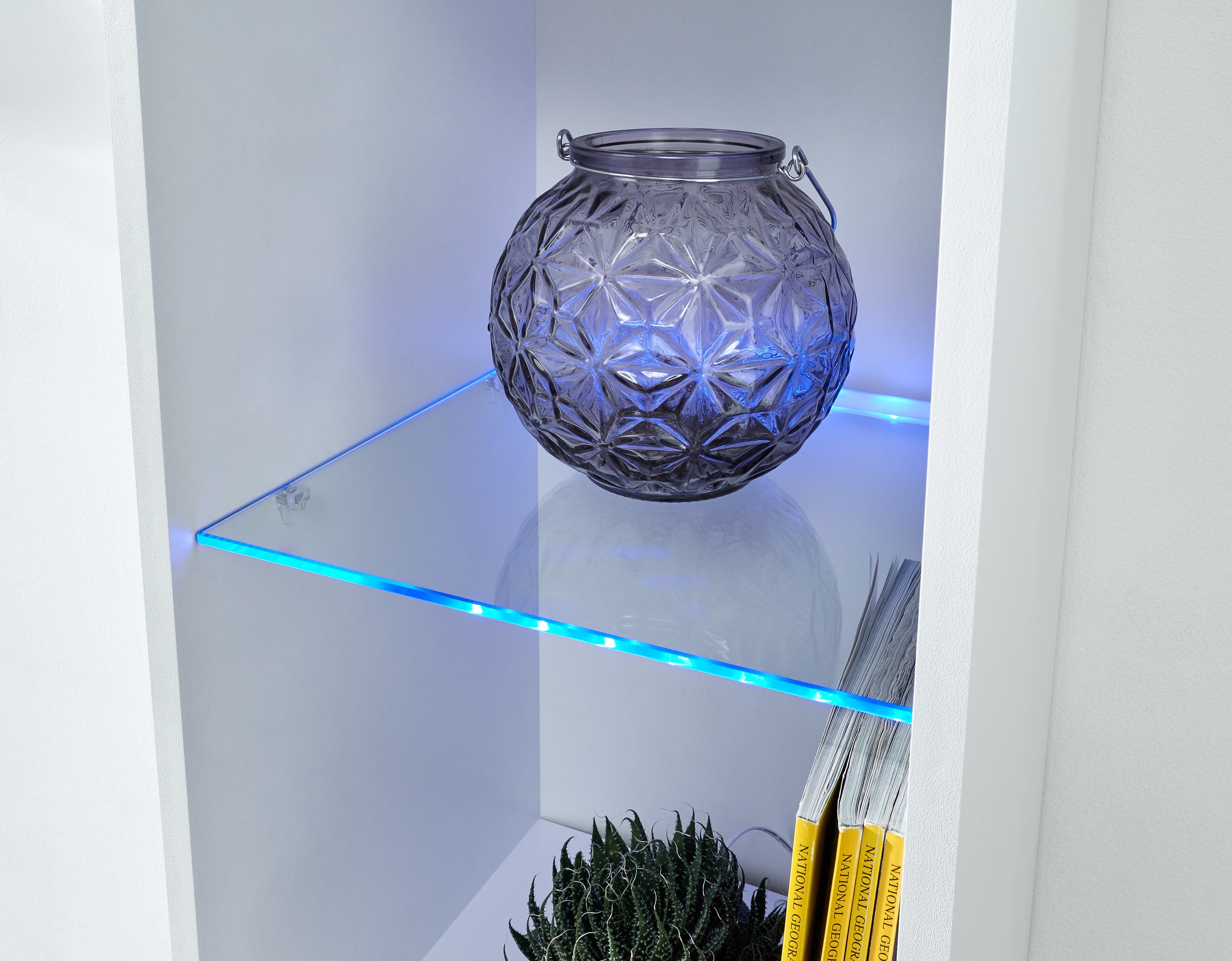 Galicia Tall Shelf Unit With Led White – GFW, view 4