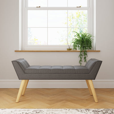 Milan Upholstered Bench Dark Grey Hopsack – GFW, view 4