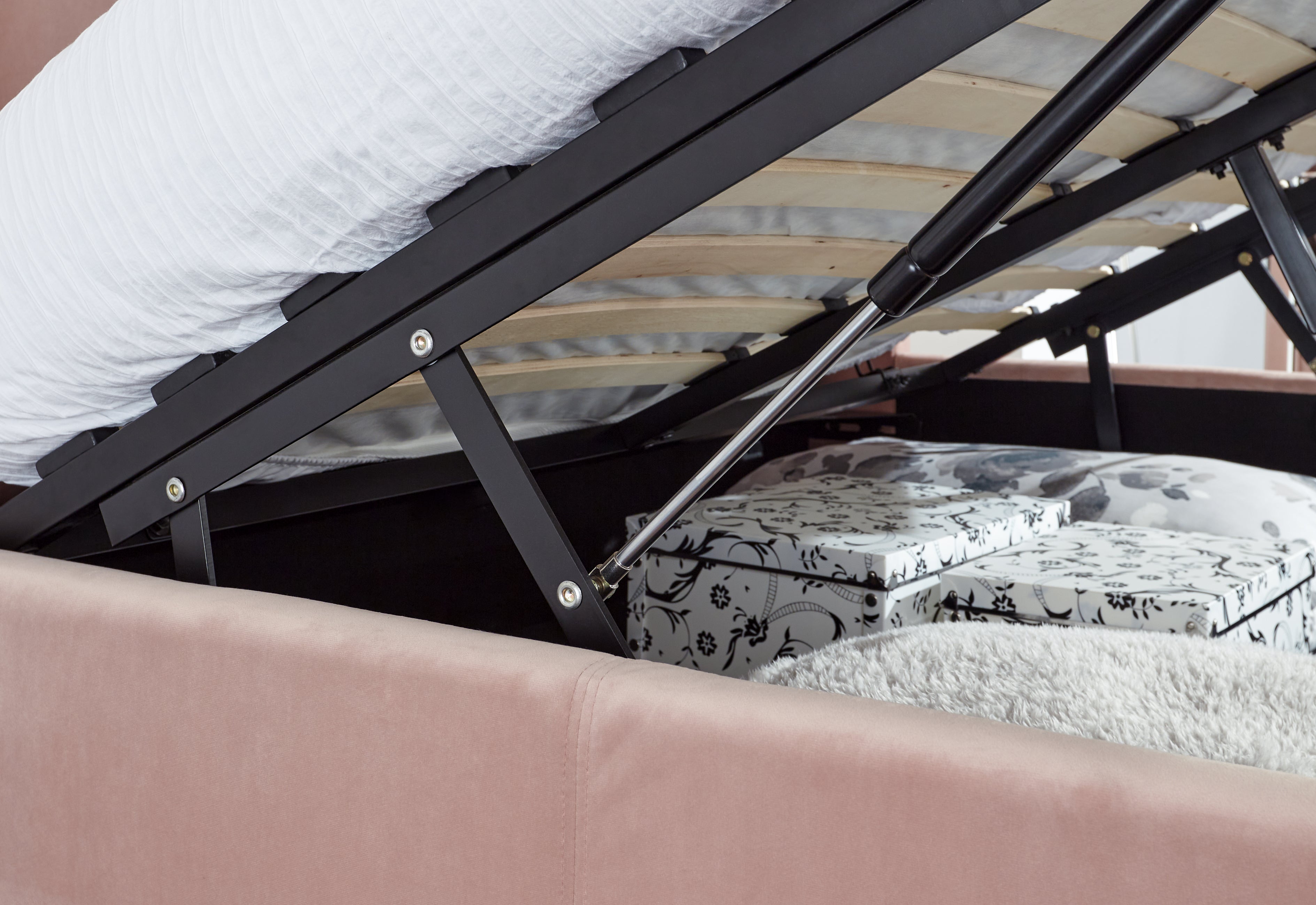 Pettine End Lift Ottoman Bed - Pink & Gold – GFW, view 5