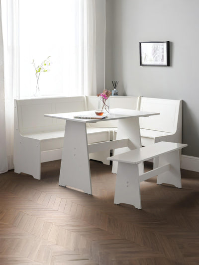 Newport Corner Dining Set With Storage Bench - Surf White – Julian Bowen, view 2