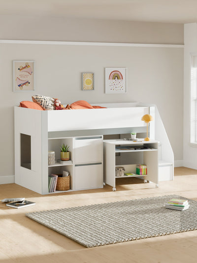 Gaia Midsleeper Bed - White and Silver – Julian Bowen, view 2