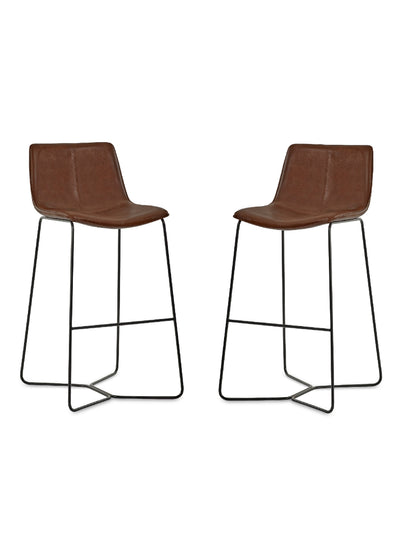 Joren Tan Brown PU Leather Bar Stools (Set of 2) – Julian Bowen