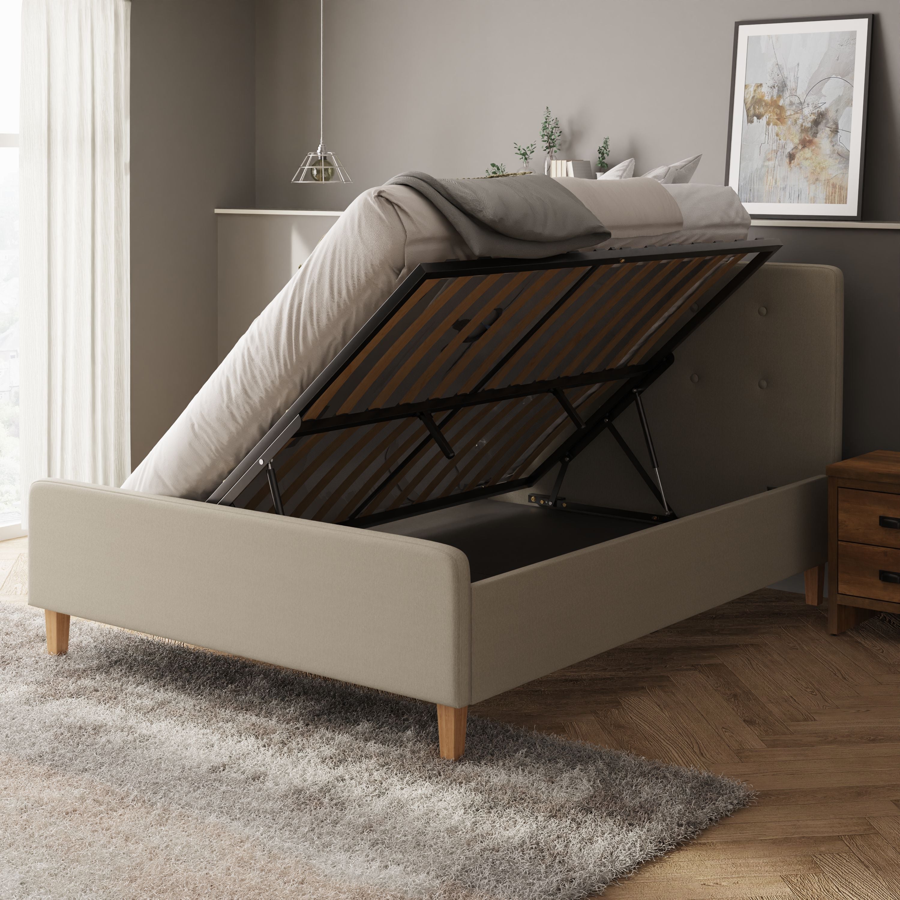 Ashbourne Ottoman Bed Natural – GFW, view 3