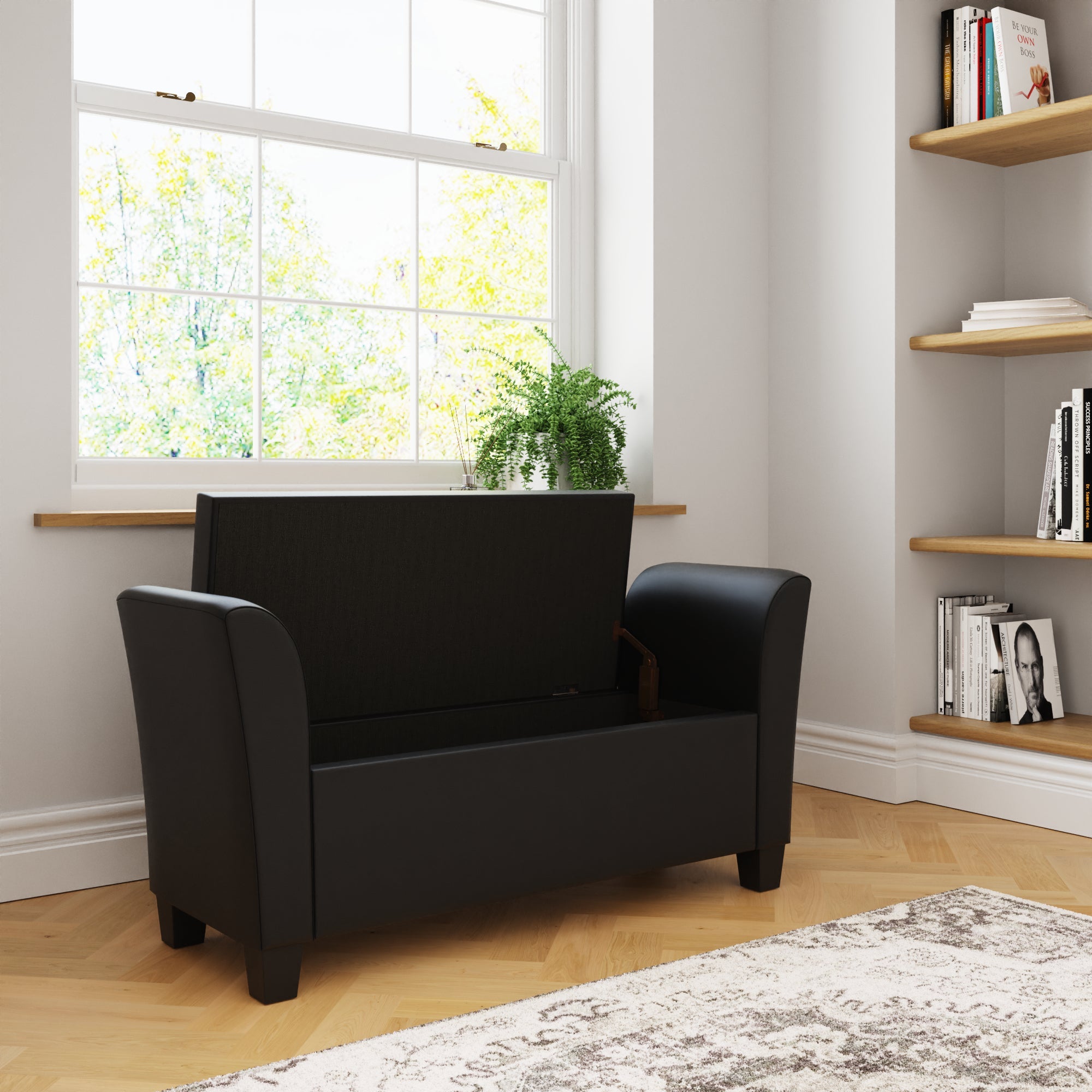 Verona Window Seat Black Pu – GFW, view 3