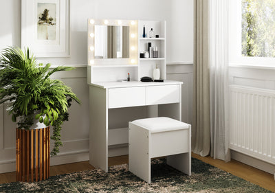 Eva Dressing Table With Stool White – GFW, view 2