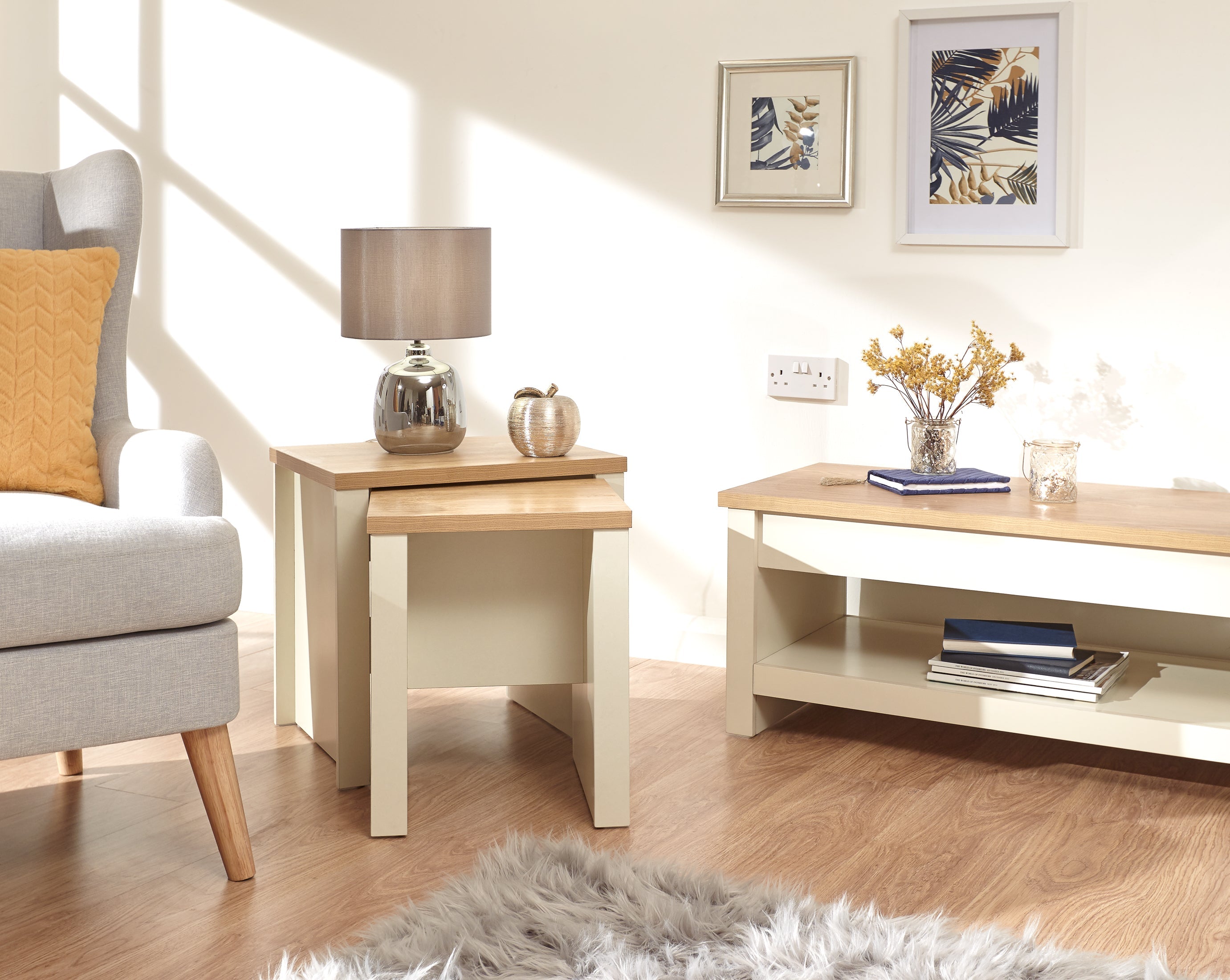 Lancaster Nesting Tables Cream – GFW, view 2