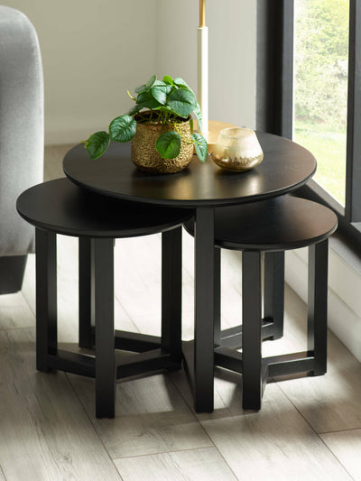 Nidri Black Nest Of 3 Tables – Julian Bowen, view 4