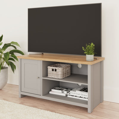 Lancaster Small TV Cabinet Grey – GFW, view 2