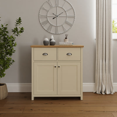 Lancaster Compact Sideboard – Cream & Oak