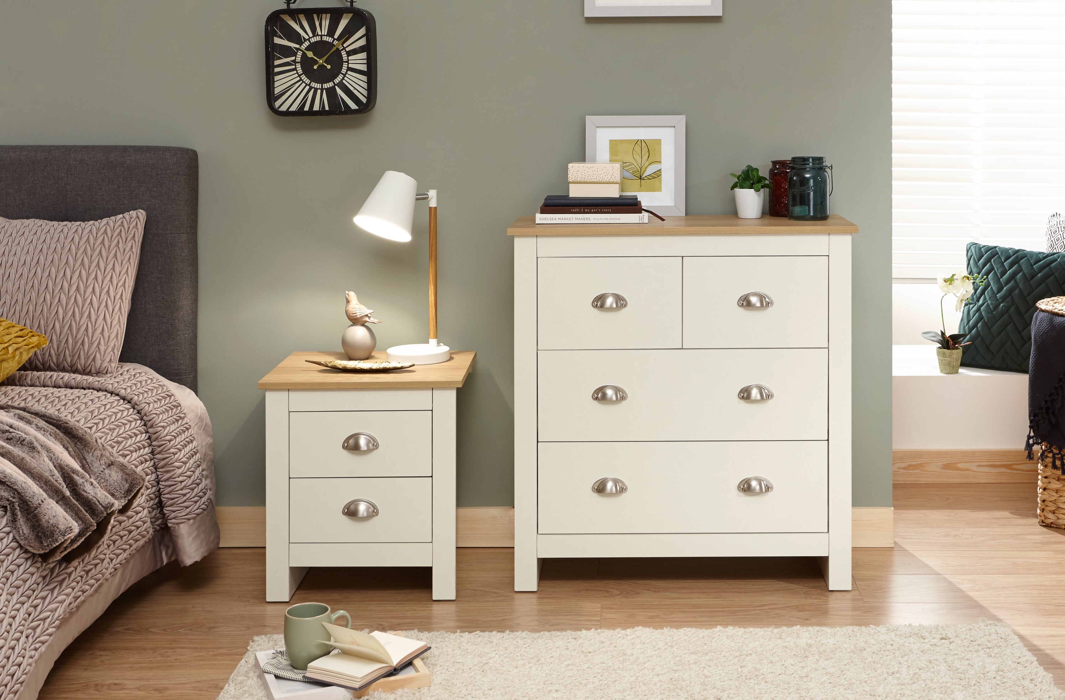 Lancaster 2+2 Drawer Chest Cream – GFW, view 2