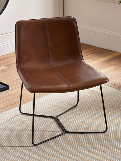 Joren Tan Brown PU Leather Lounge Chair – Julian Bowen, view 2