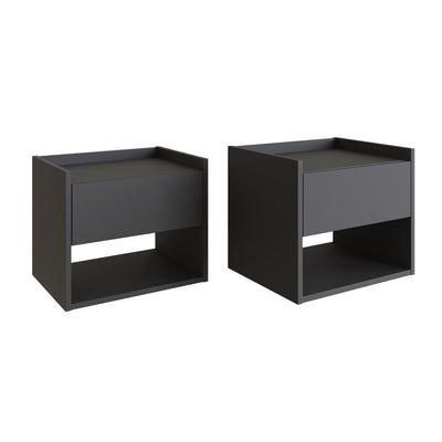 Harmony Wall Mounted Pair Of Bedside Tables Anthracite - GFW – GFW