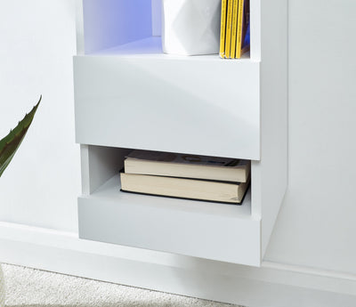Galicia Tall Shelf Unit With Led White – GFW, view 5