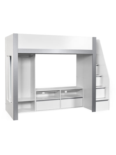 Gaia Highsleeper TV Bed - White and Silver – Julian Bowen