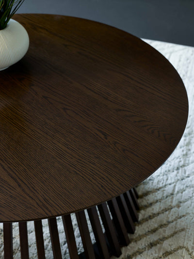 Ollie Dark Oak 80cm Round Coffee Table – Julian Bowen, view 5
