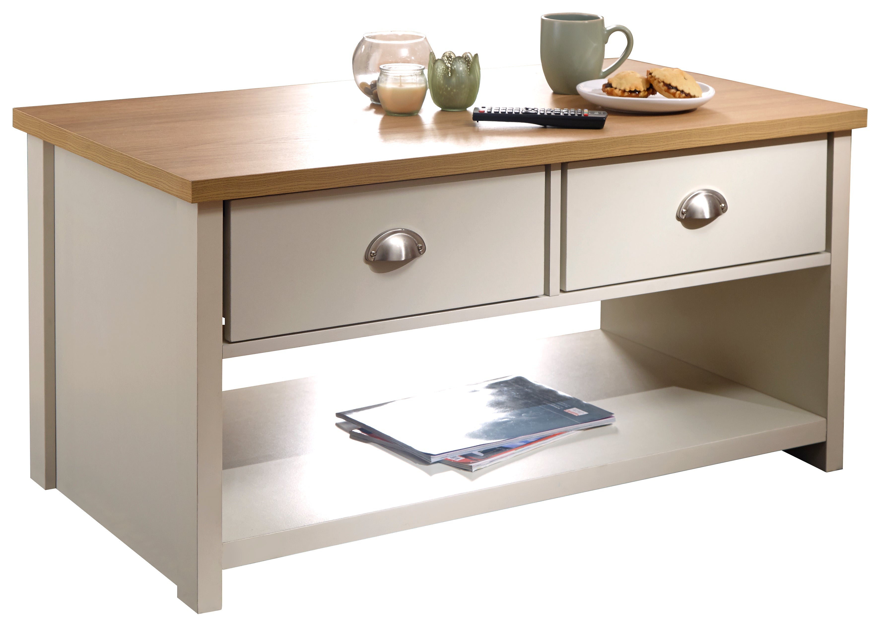 Lancaster 2 Drawer Coffee Table Cream – GFW