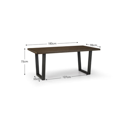 Brooklyn Dark Oak Rectangular Table, 1 Charcoal Brookyn Bench and 2 Charcoal Brooklyn Chairs