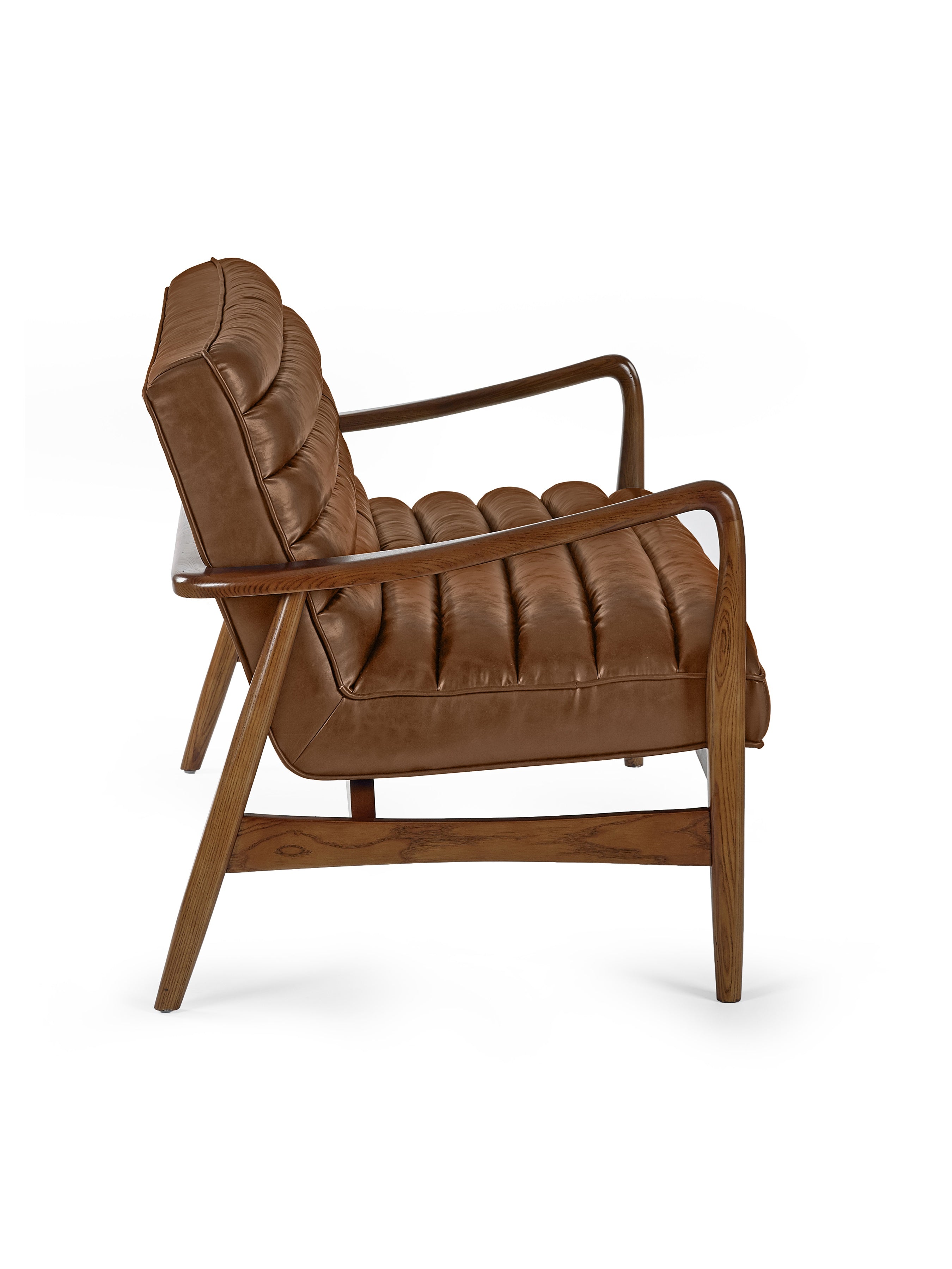 Marshall 2 Seater Sofa - Brown Faux Leather – Julian Bowen, view 3