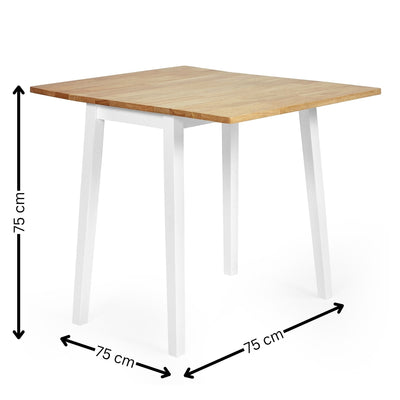 Linwood White and Oak 75cm Drop Leaf Square Extending Dining Table – Julian Bowen, view 7