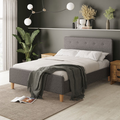 Ashbourne Fabric Upholstered Bed Grey – GFW, view 2