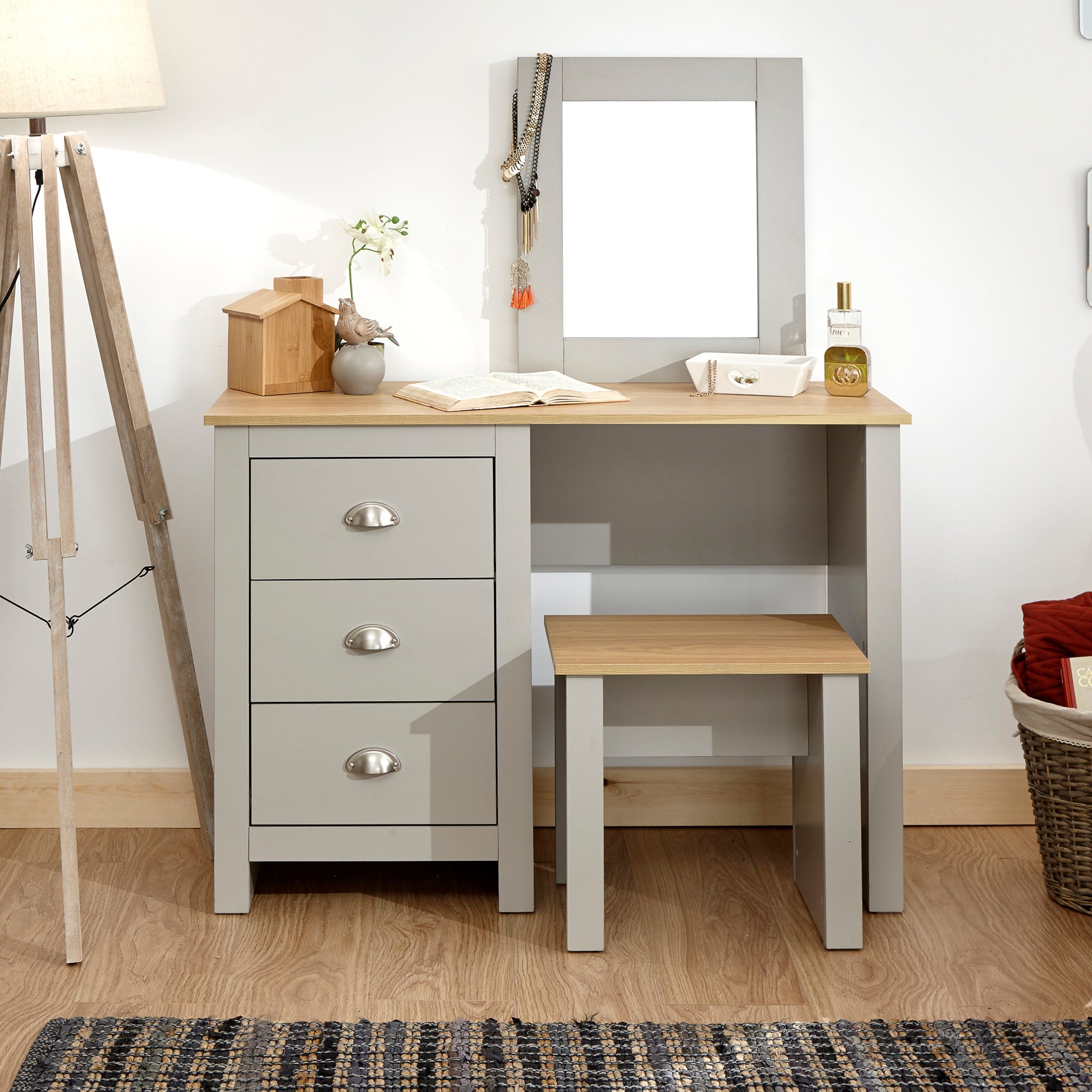Lancaster Dressing Table Set Grey – GFW, view 2