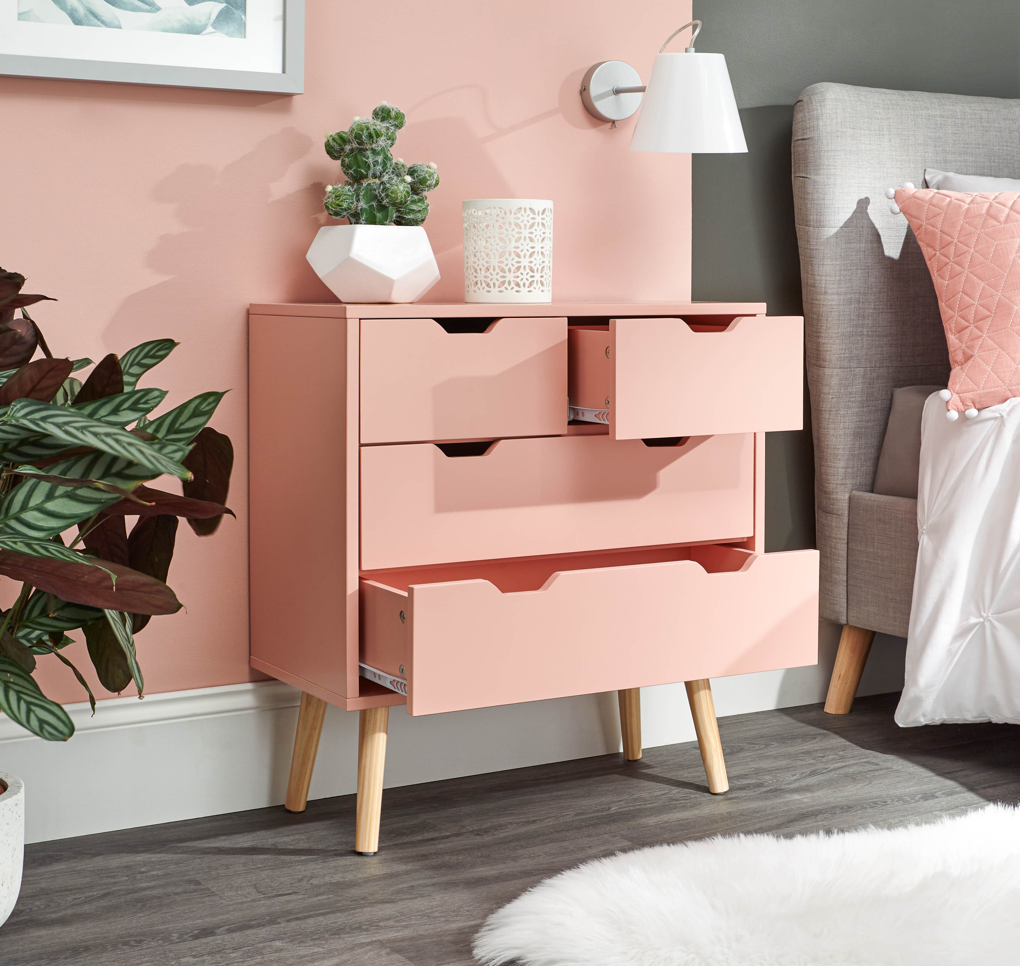 Nyborg 2+2 Drawer Chest – Coral Pink