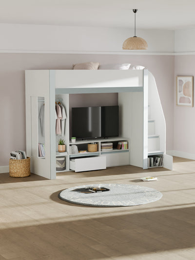 Gaia Highsleeper TV Bed - White and Silver – Julian Bowen, view 2
