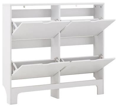 Narrow 4 Drawer Shoe Cabinet – White
