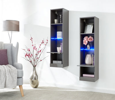 Galicia Tall Shelf Unit With Led Grey – GFW, view 10
