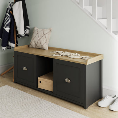 Lancaster 2 Door Shoe Bench Black – GFW, view 2