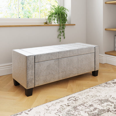 Verona Ottoman Bench Grey Crushed Velvet – GFW, view 4