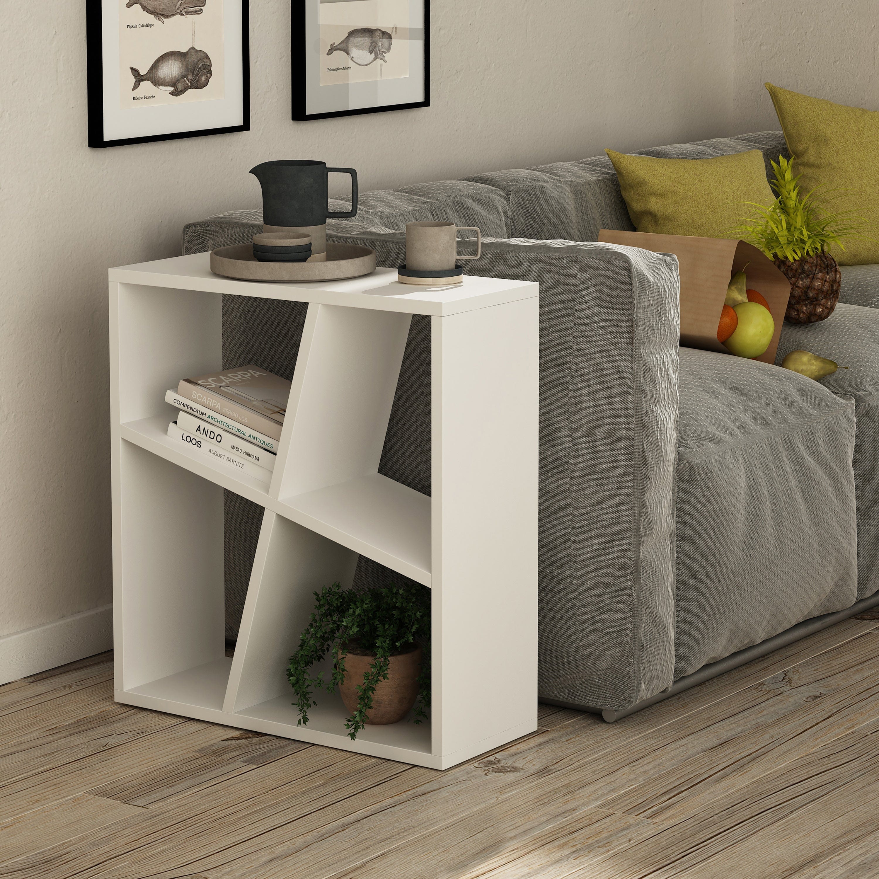 GFW Shelving Unit Birtley Shelving Unit White Bed Kings